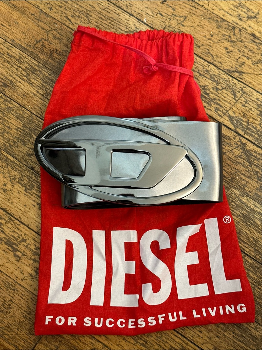 Diesel Silver Logo Buckle Wrap Belt- NEVER WORN